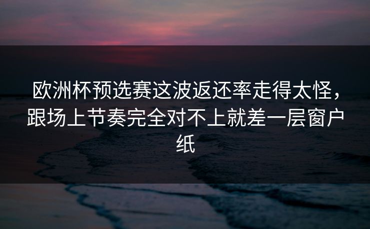 欧洲杯预选赛这波返还率走得太怪，跟场上节奏完全对不上就差一层窗户纸
