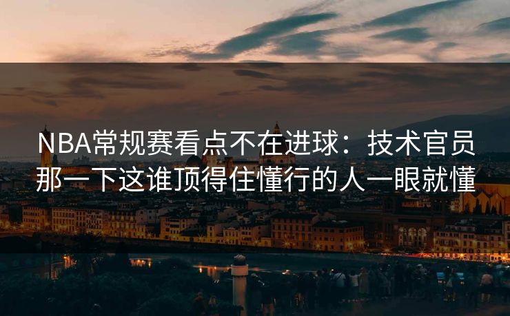 NBA常规赛看点不在进球:技术官员那一下这谁顶得住懂行的人一眼就懂