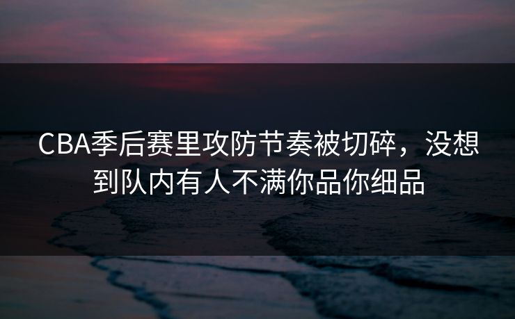 CBA季后赛里攻防节奏被切碎，没想到队内有人不满你品你细品