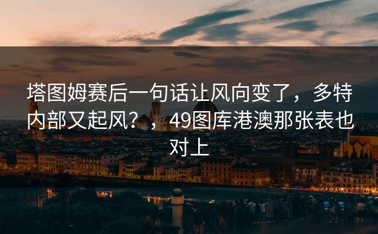 塔图姆赛后一句话让风向变了,多特内部又起风?,49图库港澳那张表也对上