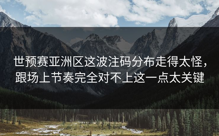 世预赛亚洲区这波注码分布走得太怪,跟场上节奏完全对不上这一点太关键 世预赛亚洲区这波注码分布走得太怪,跟场上节奏完全对不上这一点太关键