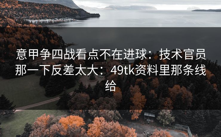 意甲争四战看点不在进球：技术官员那一下反差太大：49tk资料里那条线给