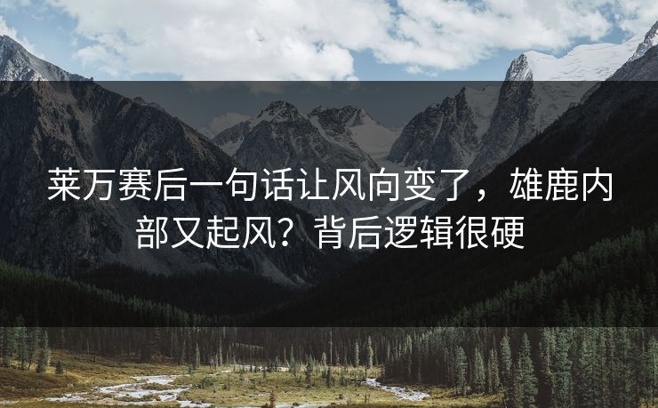 莱万赛后一句话让风向变了,雄鹿内部又起风?背后逻辑很硬 莱万赛后一句话让风向变了,雄鹿内部又起风?背后逻辑很硬